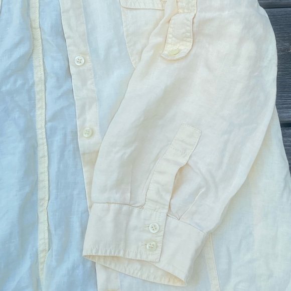 Liz Claiborne 100% Linen blouse yellow 3/4 sleeves convertible to 1/2 sleeves - Picture 5 of 15